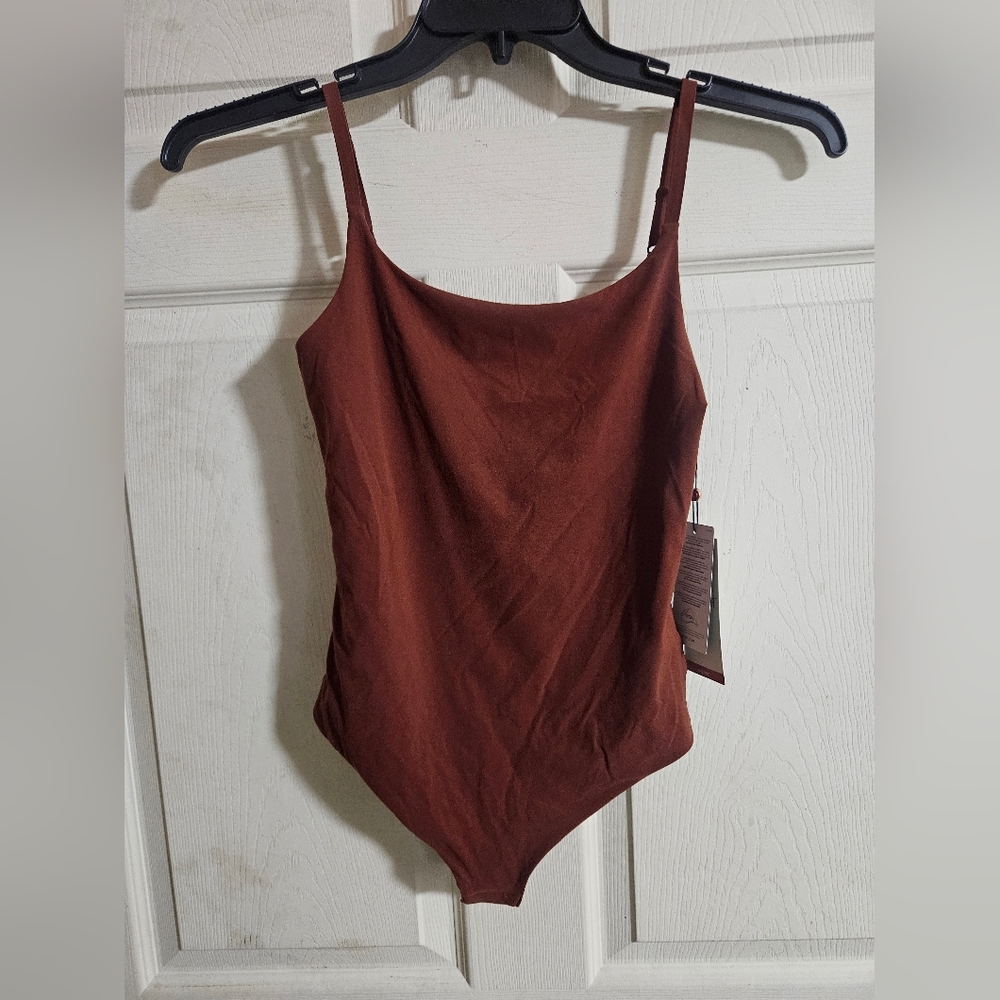 CALIA Women's Inspire Cami Bodysuit: RED BROWN: NEW WITH TAGS: SIZE S